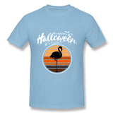 Men's Casual T-shirt Funny Happy Halloween Beautiful Flamingo Comfortable Round Neck Short Sleeves Blouse Tops