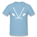 Men's Casual T-shirt Ice Hockey Stick Crossed Skate Puck Comfy Round Neck Short Sleeves Tee