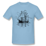 Men's Graphic T Shirt Vectors Ship Transportation Sailing Comfy Round Neck Short Sleeves Tees