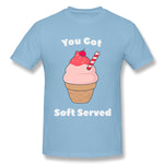 Cotton T Shirt for Men Get Soft Served Ice Cream Pun New Comfortable O-Neck Short Sleeves Blouse Tops