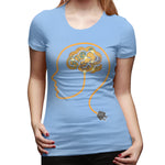 Novelty T Shirt for Women Charging Brain Neurofeedback Sexy O-Neck Short Sleeve Tee