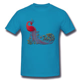 Men's Casual T-shirt Peacock Graceful Bird Animal Comfy Round Neck Short Sleeves Shirt