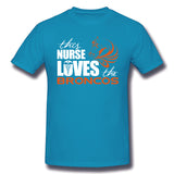 Men's Casual T-shirt This Nurse Loves The Broncos Breathable Crew Neck Short Sleeves Tees