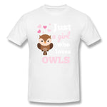 Men's Graphic T Shirt Only A Girl Who Loves Owls Bird Gift Breathable Round Neck Short Sleeves Tee