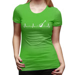 Women’s T-shirt Guitar Heartbeat Summer Round Neck Short Sleeve Shirts