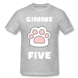 Cotton T Shirt for Men Gimme High Five Cat And Dog Lovers New Cool Crew Neck Short Sleeves Shirt