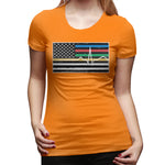 Women's Casual T-shirt Thin Red Blue Green Yellow Gold Line Flag Thin Line EMS Comfy O-Neck Short Sleeve Tops