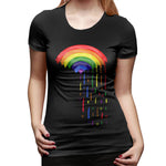 Women's Casual T-shirt Love Rainbow Rain Sexy Crew Neck Short Sleeve Tops