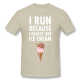 Cotton T Shirt for Men I Run Because I Really Like Ice Cream Comfortable Round Neck Short Sleeves Shirt