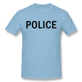 Cotton T Shirt for Men POLICE Comfortable Crew Neck Short Sleeves Blouse Tops