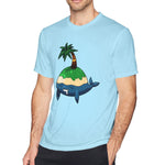 Men's Graphic T Shirt Whale Coconut Tree Style Crew Neck Short Sleeves Tee