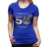 Women’s Cotton T Shirt Astronaut Moon Landing 50th Summer O-Neck Short Sleeve Tee