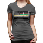 Women's Casual T-shirt Thin Red Blue Green Yellow Gold Line Flag Thin Line EMS Comfy O-Neck Short Sleeve Tops