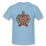 Mens Novelty T-Shirt Colorful Turtle Art Breathable Crew Neck Short Sleeves Shirt