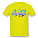 Cotton T Shirt for Men Miami Vice Style Round Neck Short Sleeves Shirt