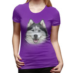 Womens Graphic T-Shirt Siberian Husky Flowy Round Neck Short Sleeve Tops