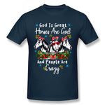 Mens Novelty T-Shirt God Is Great Horses Are God And People Are Crazy White Style Round Neck Short Sleeves Tee