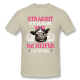 Men's Casual T-shirt Straight Outta Shape But Heifer Im Trying For Dark Comfy Round Neck Short Sleeves Shirt