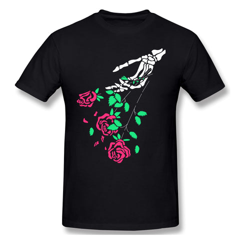 Men's Casual T-shirt Skull Roses Comfortable O-Neck Short Sleeves Tees