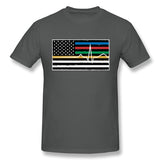 Men's Casual T-shirt Thin Red Blue Green Yellow Gold Line Flag Thin Line EMS Cool O-Neck Short Sleeves Tee