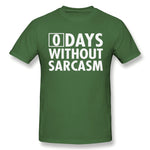 Mens Novelty T-Shirt Zero Days Without Sarcasm Comfy Round Neck Short Sleeves Blouse Tops