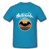 Cotton T Shirt for Men Funny Happy Halloween Beautiful Bat Breathable Round Neck Short Sleeves Tee