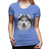 Womens Graphic T-Shirt Siberian Husky Flowy Round Neck Short Sleeve Tops