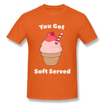 Cotton T Shirt for Men Get Soft Served Ice Cream Pun New Comfortable O-Neck Short Sleeves Blouse Tops