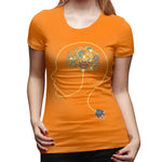 Novelty T Shirt for Women Charging Brain Neurofeedback Sexy O-Neck Short Sleeve Tee