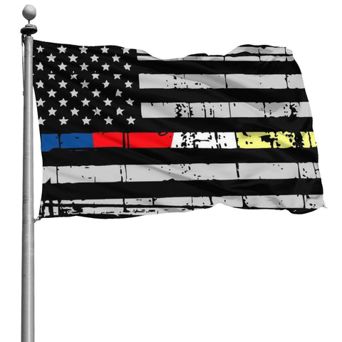 Fly Breeze 4 X 6 Ft Polyester Flag Tattered American Flag Police Fire EMS Vivid Color Indoor Outdoor