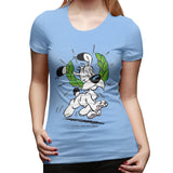 Womens Graphic T-Shirt Asterix & Obelix Dogmatix Laurel Wreath Summer Round Neck Short Sleeve Tee