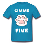 Cotton T Shirt for Men Gimme High Five Cat And Dog Lovers New Cool Crew Neck Short Sleeves Shirt