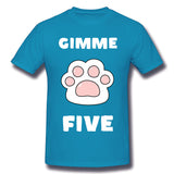 Cotton T Shirt for Men Gimme High Five Cat And Dog Lovers New Cool Crew Neck Short Sleeves Shirt