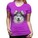 Womens Graphic T-Shirt Siberian Husky Flowy Round Neck Short Sleeve Tops