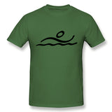 Cotton T Shirt for Men Swimming Breathable Crew Neck Short Sleeves Tees