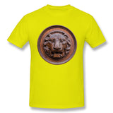 Mens Novelty T-Shirt Lion Head Antiquity Sculpture Art Isolate Comfortable O-Neck Short Sleeves Blouse Tops