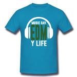 Men's Casual T-shirt Music Saved My Life Comfortable O-Neck Short Sleeves Tees