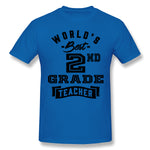 Mens Novelty T-Shirt World's Best 2nd Grade Teacher Breathable O-Neck Short Sleeves Shirt