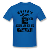 Mens Novelty T-Shirt World's Best 2nd Grade Teacher Breathable O-Neck Short Sleeves Shirt