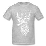 Men's Casual T-shirt Finger Print Deer For Dark Style Round Neck Short Sleeves Tees