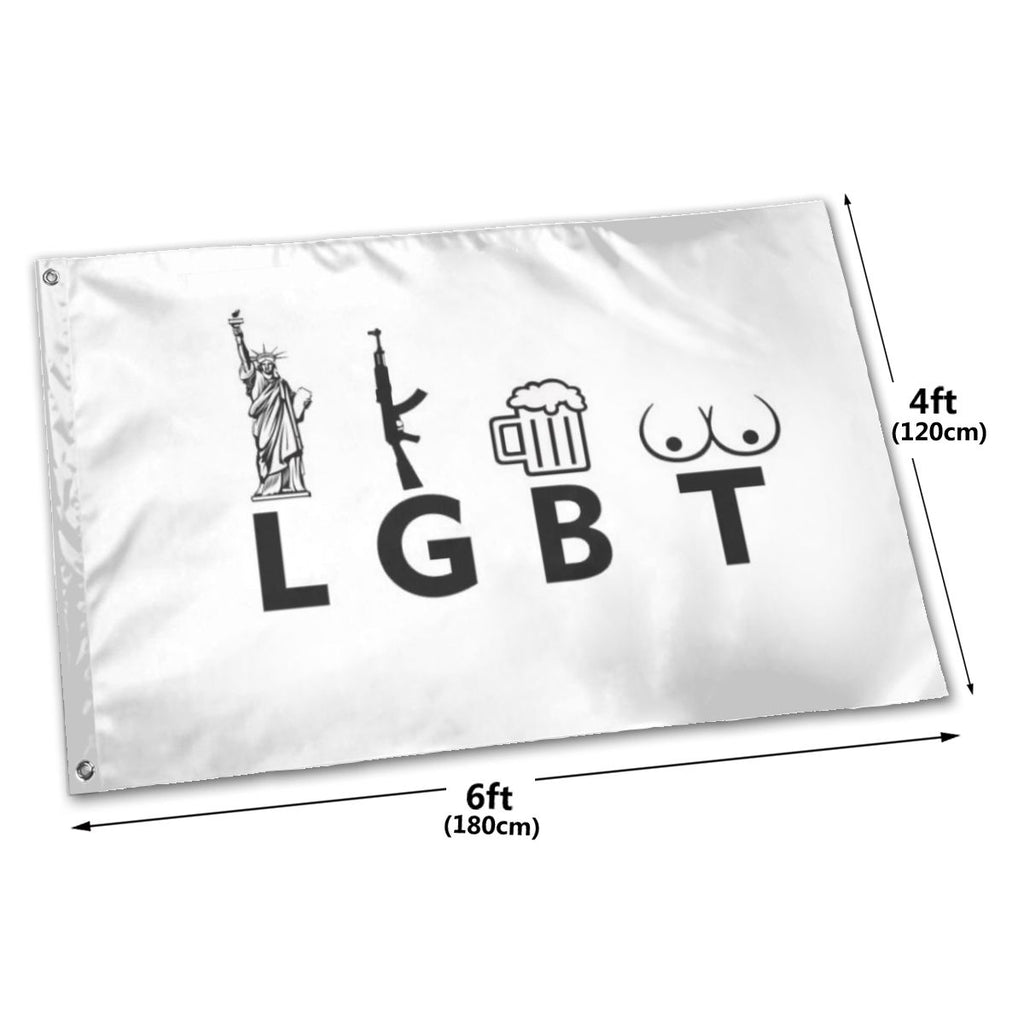 LGBT Liberty Guns Beer Tits Flag – 3x5 Feet With 2 Grommets For Outdoor Display