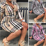 Women's Sexy Dress V Neck Plus Size Slim Plaid Skirt for Women