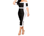 Dress Professional Dress Female Skirt Was Thin And Temperament Split-Neck Black Stitching