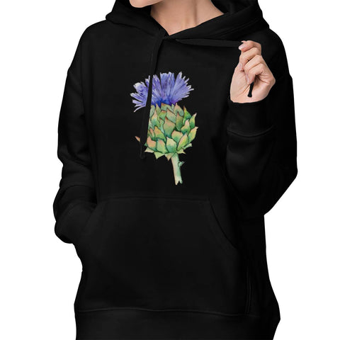 Women's Pullover Hoodie Watercolor Thistle Athletic Sweatshirt Long Sleeve Tie Dye Fleece with Pocket Hooded Tops