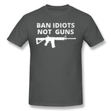 Men's Casual T-shirt Ban Idiots Not Gun Comfy Crew Neck Short Sleeves Blouse Tops