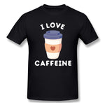 Mens Novelty T-Shirt Good And Cute I Love Caffeine New Comfortable O-Neck Short Sleeves Shirt