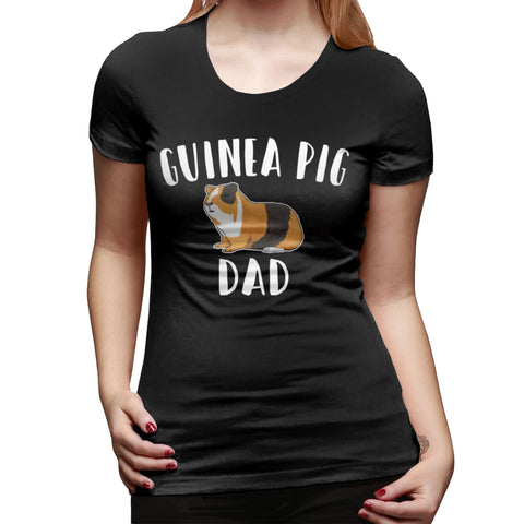 Women’s Cotton T Shirt Guinea Pig Funny Design - Guinea Pig Dad Flowy O-Neck Short Sleeve Tee