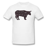 Cotton T Shirt for Men Primitive Butcher Shop Beef Cuts Chart Breathable O-Neck Short Sleeves Tee