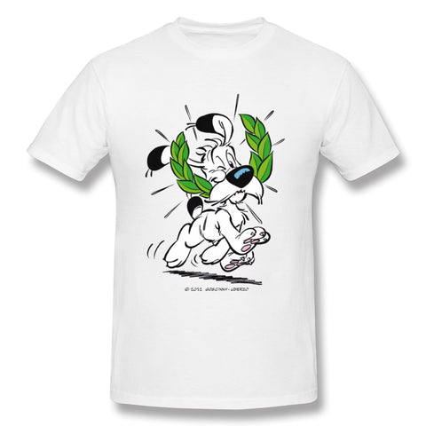 Mens Novelty T-Shirt Asterix & Obelix Dogmatix Laurel Wreath Cool O-Neck Short Sleeves Tee