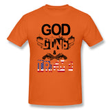 Mens Novelty T-Shirt God Guns And Trump For Light Cool Round Neck Short Sleeves Shirt